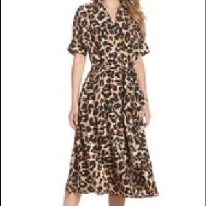 Eliza J leopard print shirt dress